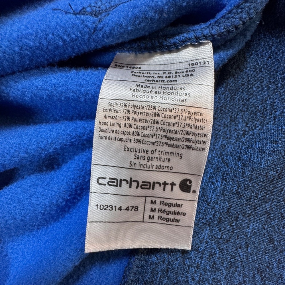 Carhartt Mens Force Hoodie M Blue Heather Relaxed Fit  Sweatshirt Spellout - Picture 7 of 8